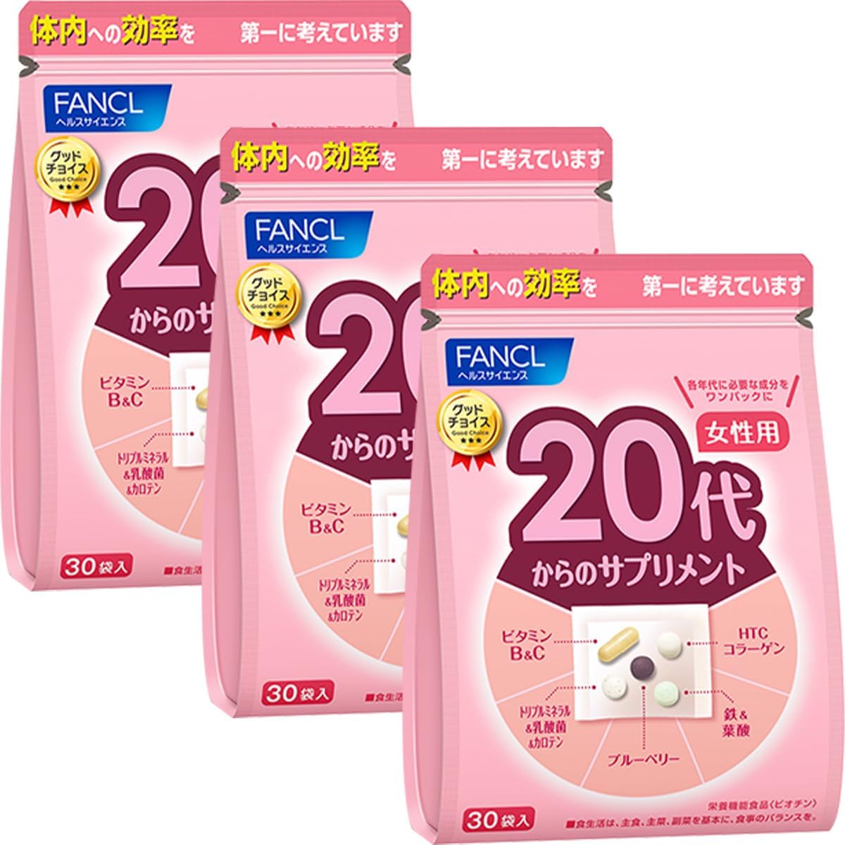 Пищевая добавка FANCL для женщин 20+ лет, 30 пак. x 3 пачки