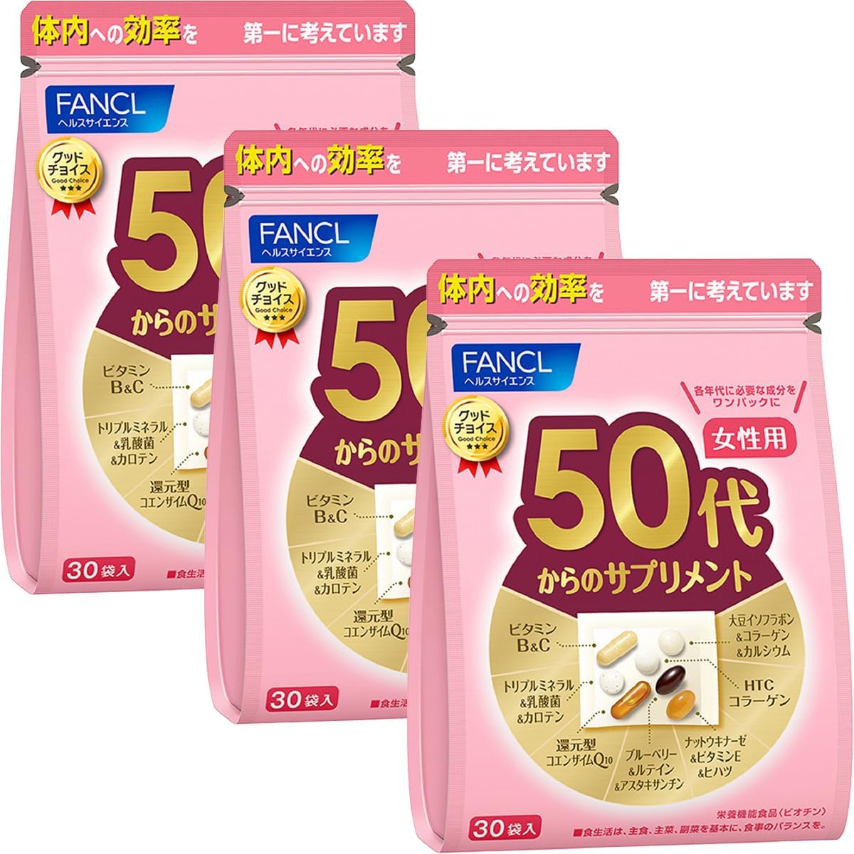 Пищевая добавка FANCL для женщин 50+ лет, 30 пак. x 3 пачки