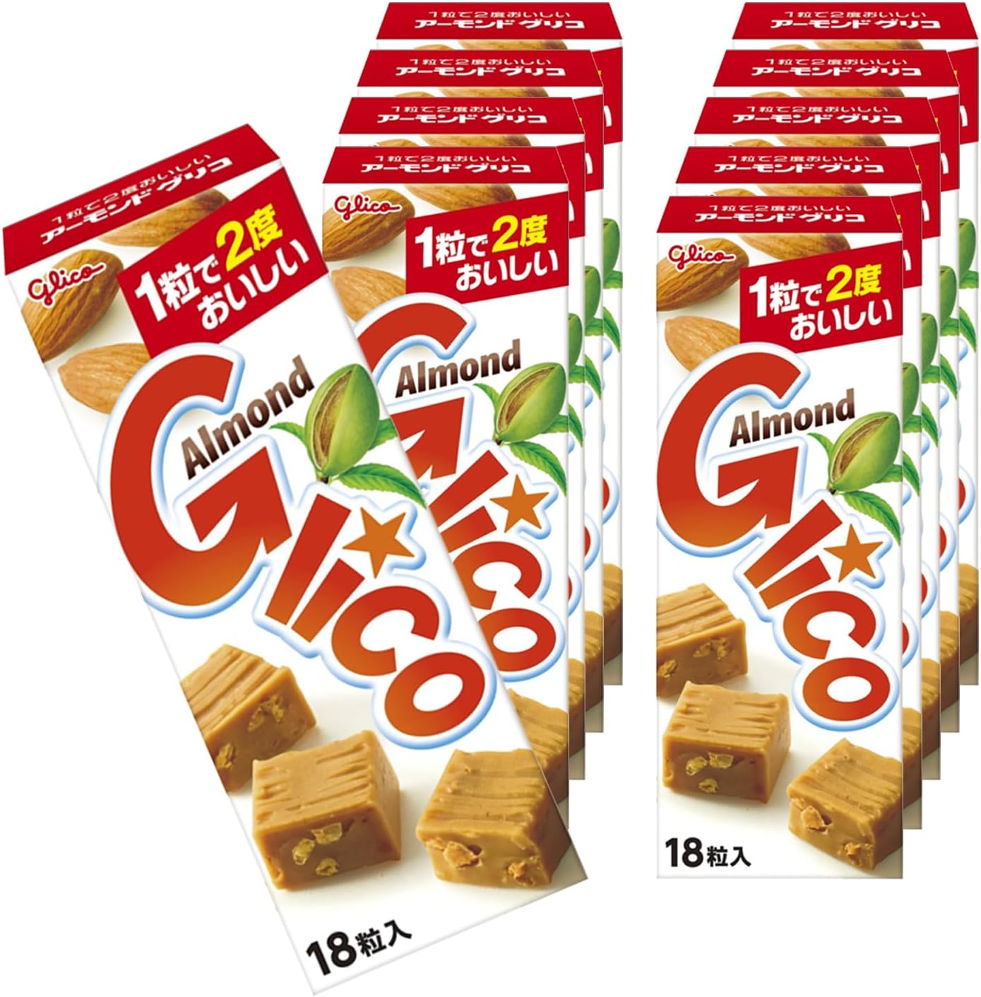 Карамель с кусочками миндаля Glico Almond, 10 уп. x 18 шт.