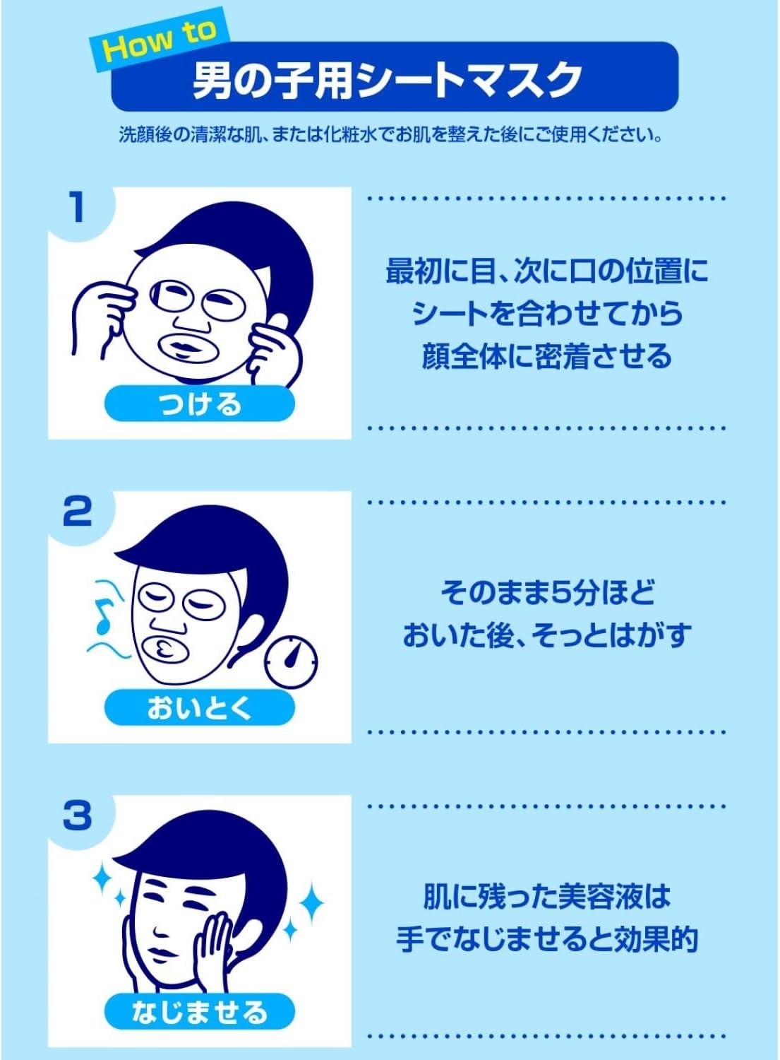 Тканевая маска для лица для мальчиков Keana Nadeshiko для сужения пор, 3 уп. x 10 шт. — изображение 6