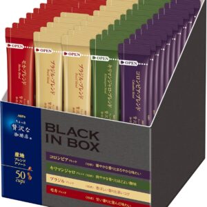 Набор растворимого черного кофе AGF Maxim «Немного роскошная кофейня» (Black In Box), ассорти из 4 видов, 50 стиков